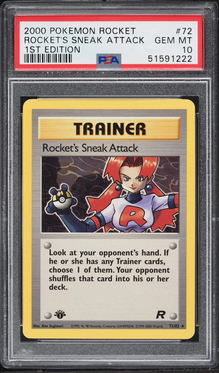 2000 Pokemon Team Rocket 1st Edition Rocket's Sneak Attack #72 PSA 10 GEM MINT