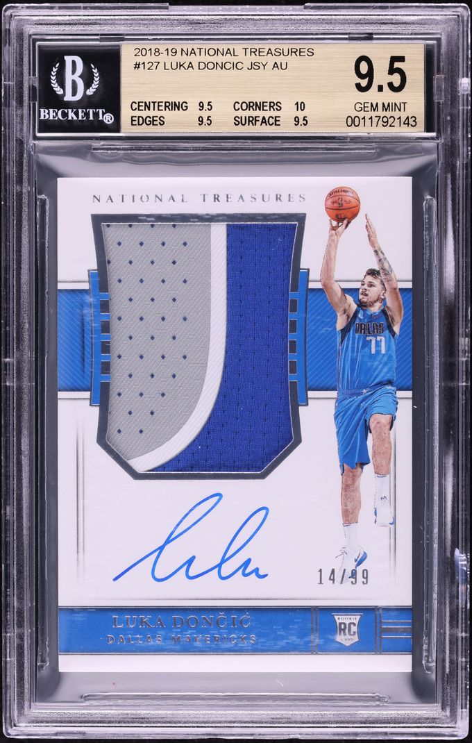 2018 National Treasures Luka Doncic ROOKIE PATCH AUTO /99 #127 BGS 9.5 GEM MINT