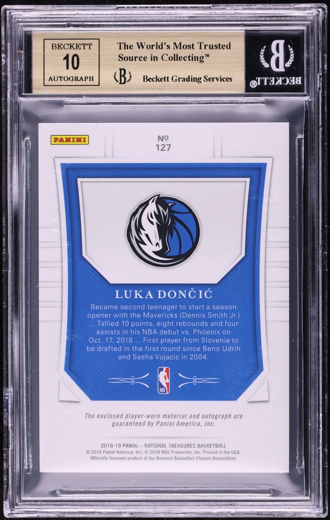 2018 National Treasures Luka Doncic ROOKIE PATCH AUTO /99 #127 BGS 9.5 GEM MINT