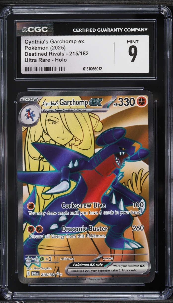 2025 Pokemon Scarlet & Violet Destined Rivals Full Art Cynthia's Garchomp ex #215 CGC 9 MINT