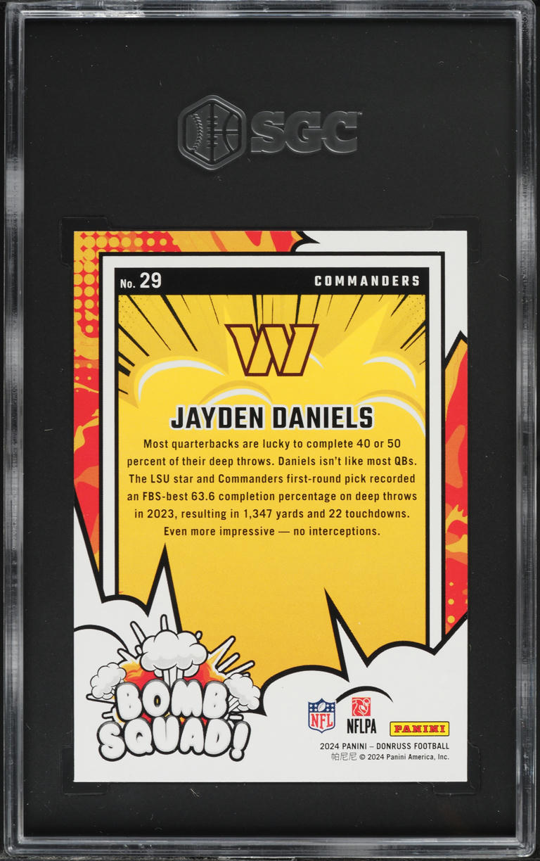 2024 Donruss Bomb Squad! Jayden Daniels ROOKIE #29 SGC 9.5 MINT+