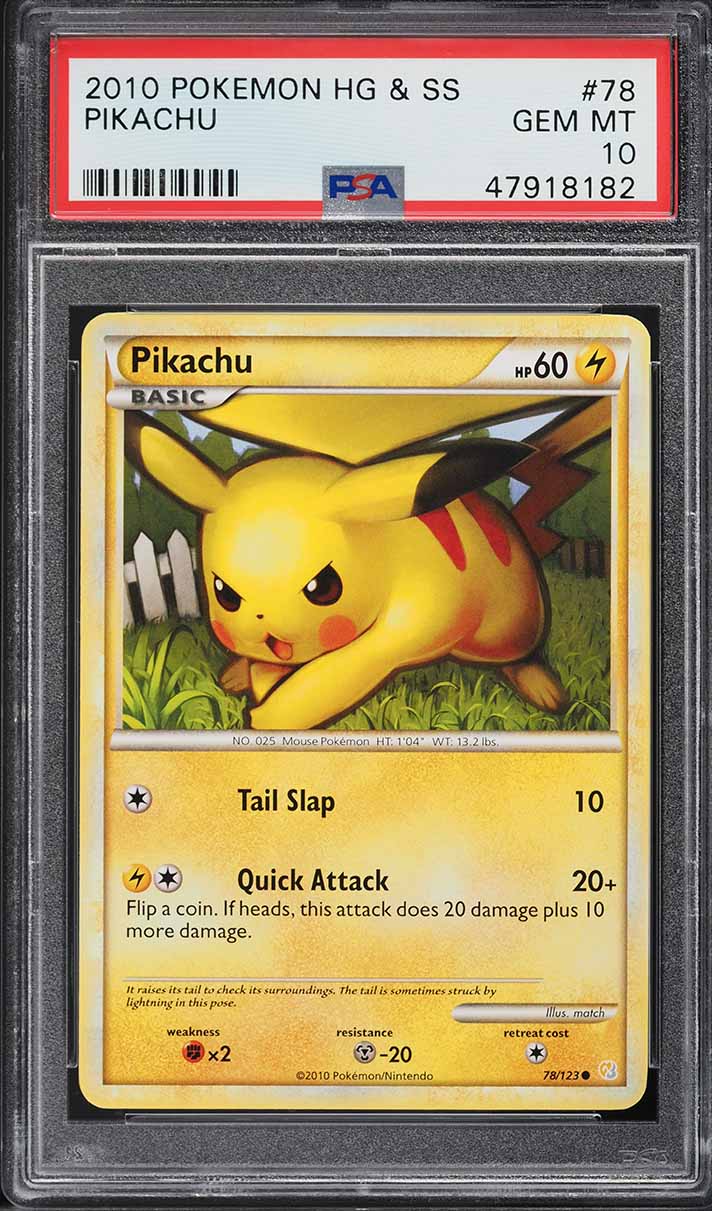 2010 Pokemon HeartGold & SoulSilver Pikachu #78 PSA 10 GEM MINT