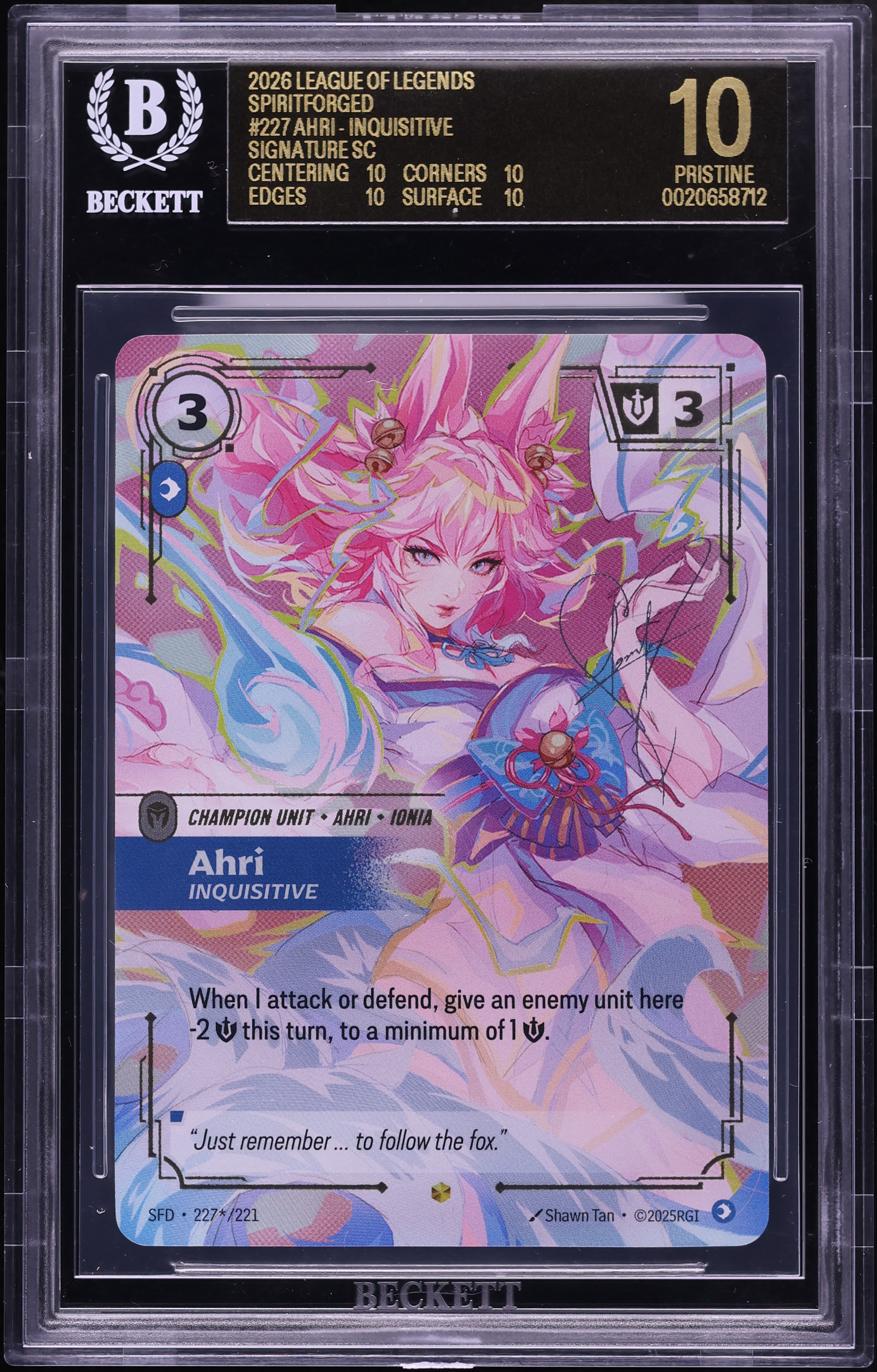 2026 Riftbound League Of Legends Spiritforged Signature Ahri Inquisitive BGS 10 BLACK LABEL