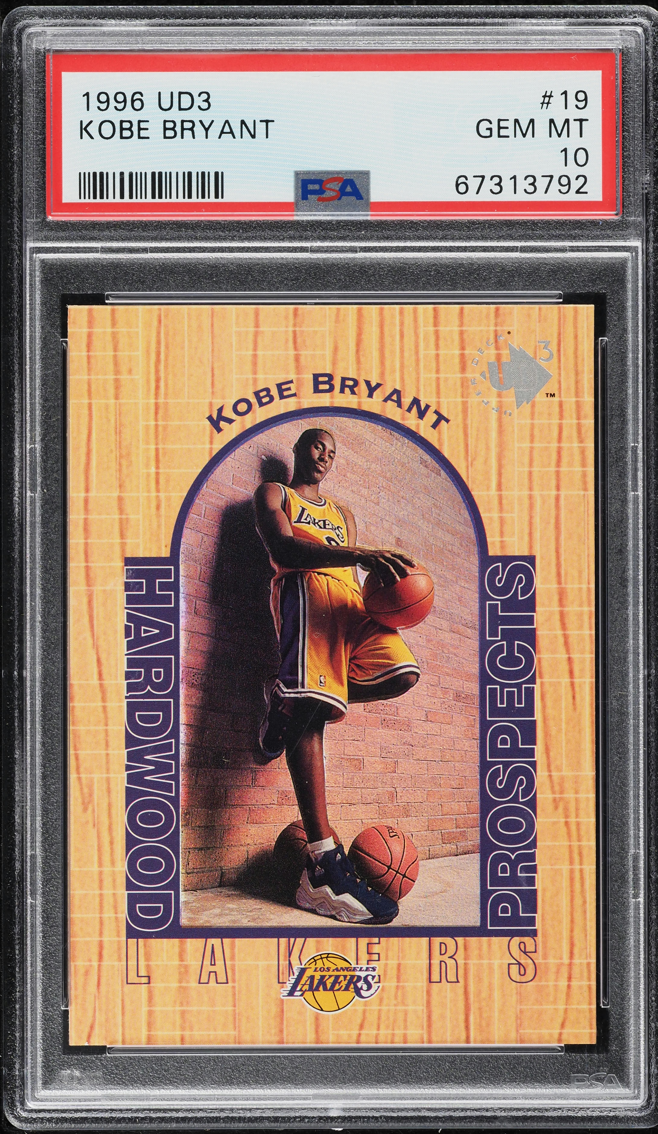 1996 UD3 Basketball Kobe Bryant ROOKIE #19 PSA 10 GEM MINT on 