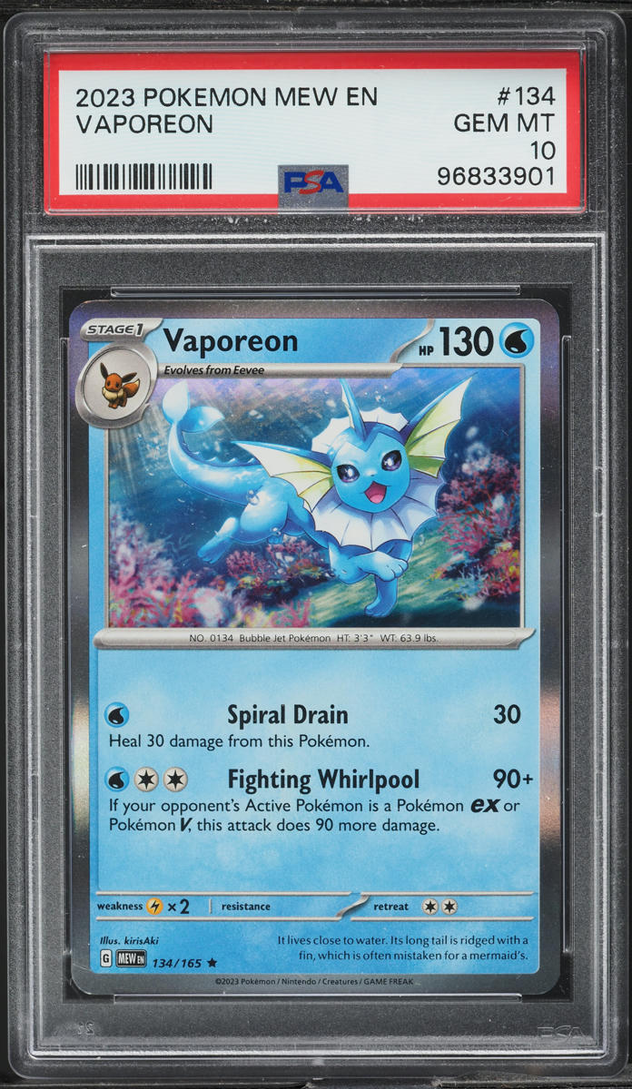 2023 Pokemon Scarlet & Violet 151 Vaporeon #134 PSA 10 GEM MINT