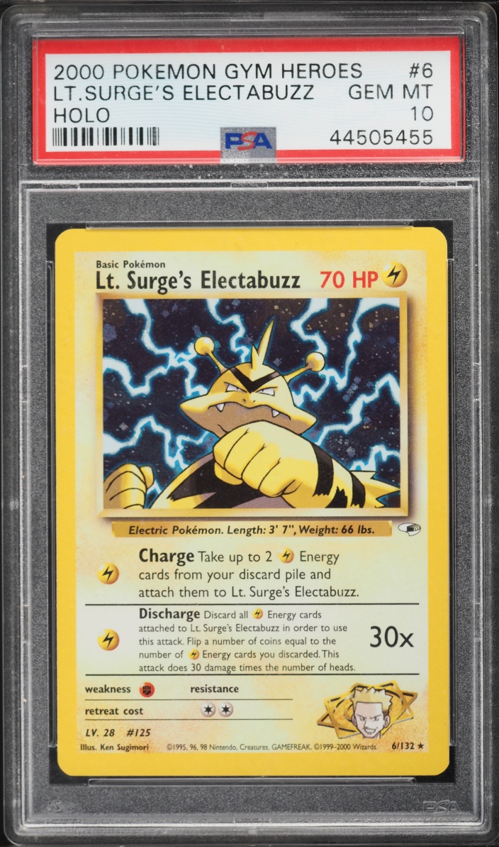 2000 Pokemon Gym Heroes Holo Lt. Surge's Electabuzz #6 PSA 10 GEM MINT
