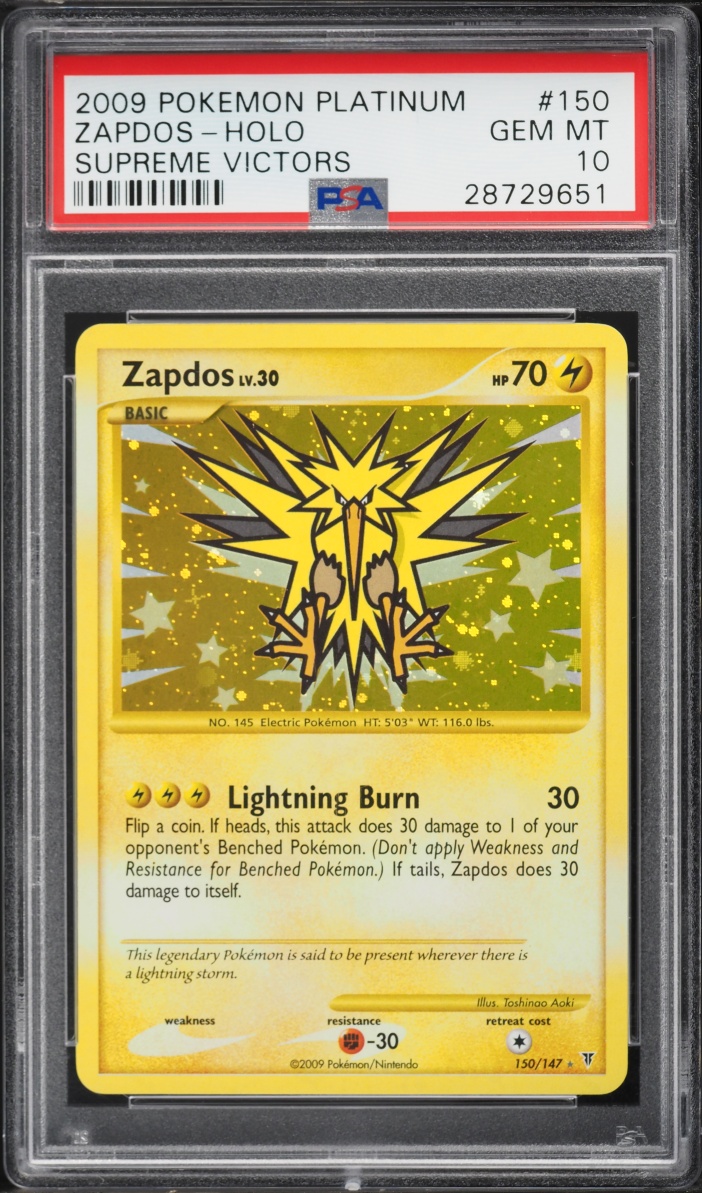 2009 Pokemon Platinum Supreme Victors Holo Zapdos #150 PSA 10 GEM MINT