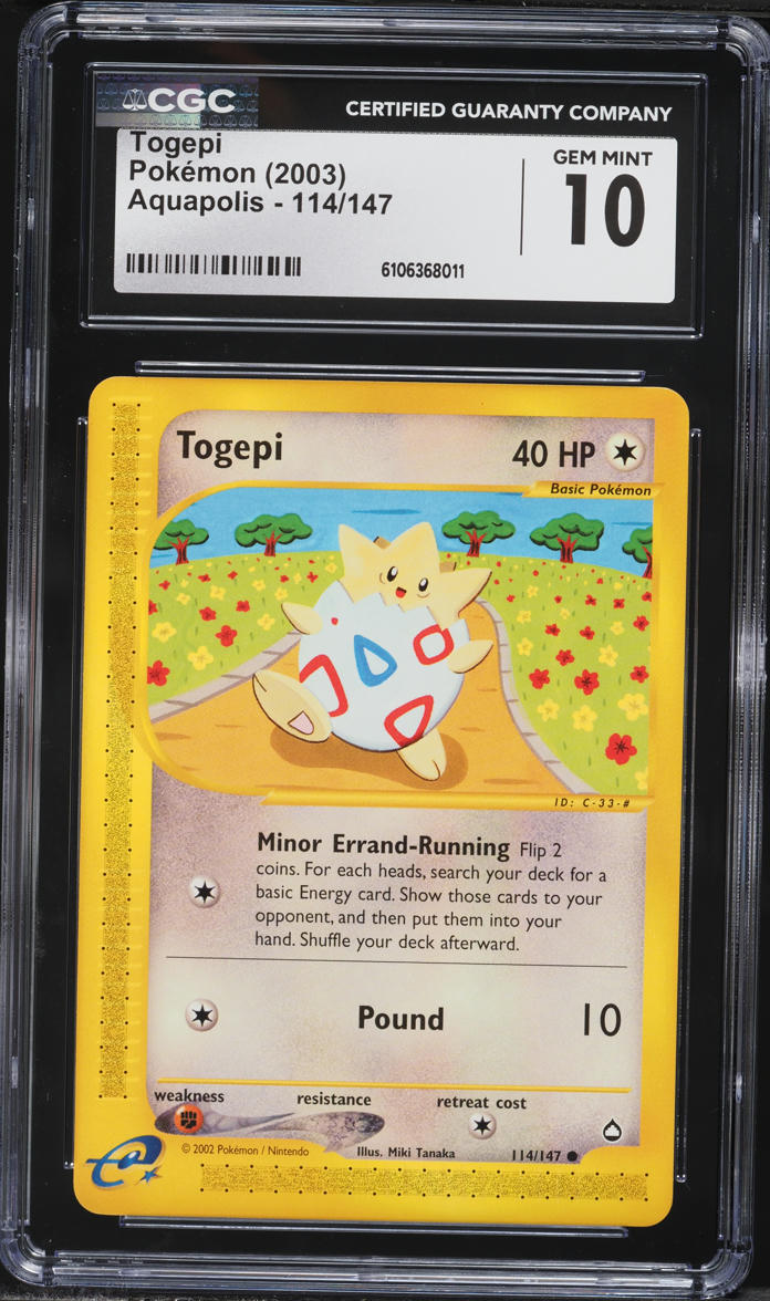 2003 Pokemon Aquapolis Togepi #114 CGC 10 GEM MINT