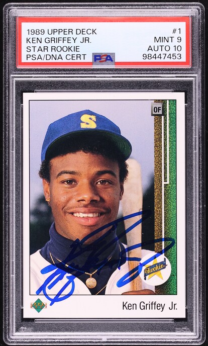 1994 Upper Deck Mickey Mantle & Ken Griffey Jr. AUTO DNA 9 PSA