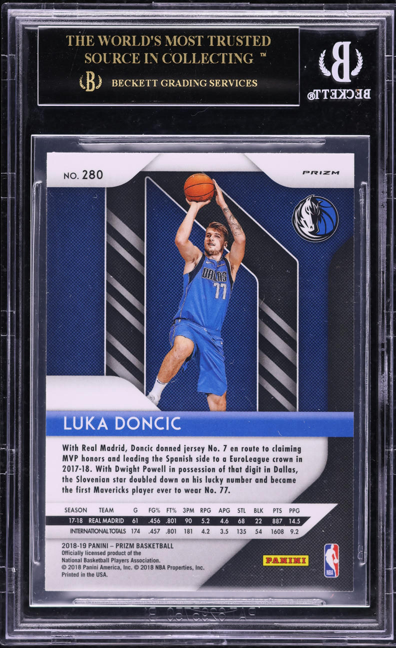 2018 Panini Prizm Pink Ice Luka Doncic ROOKIE #280 BGS 10 PRISTINE, BLACK LABEL