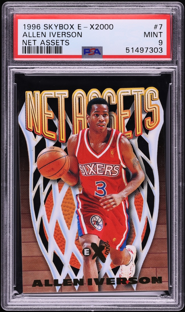 1996 Skybox E-X2000 Net Assets Die-Cut Allen Iverson ROOKIE #7 PSA 9 MINT