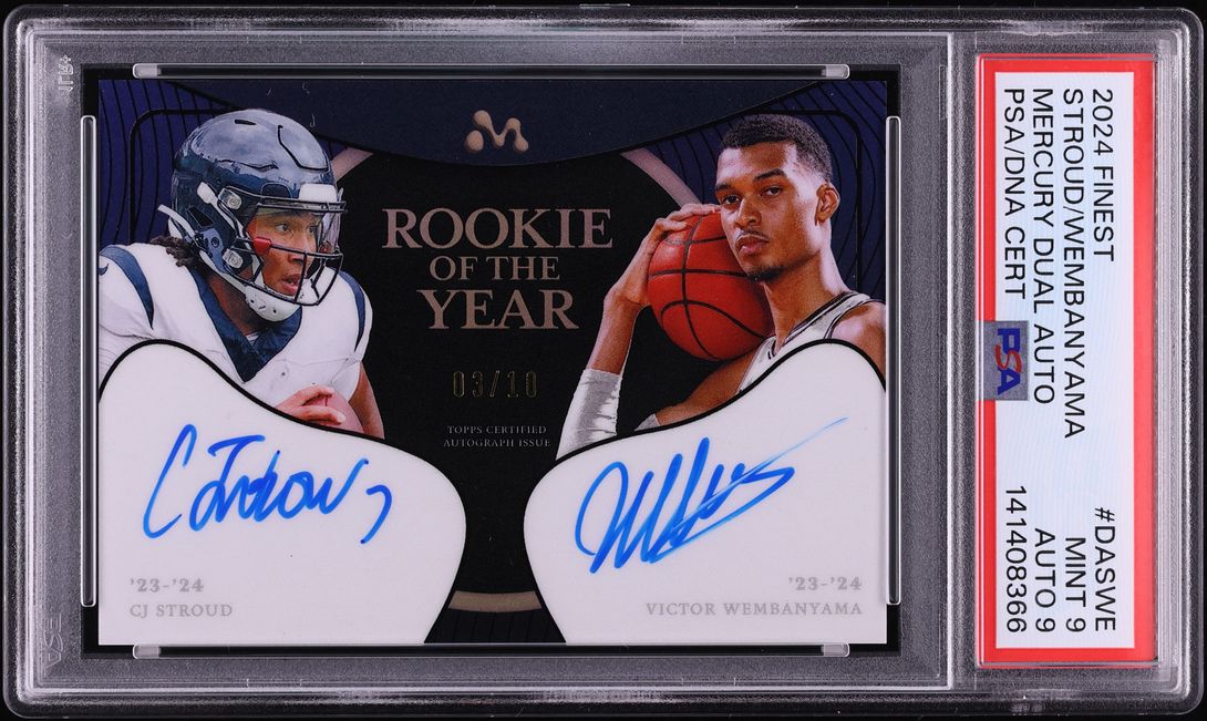 2024 Finest Mercury Dual CJ Stroud Victor Wembanyama AUTO DNA 9 /10 #DA-SWE PSA 9 MINT