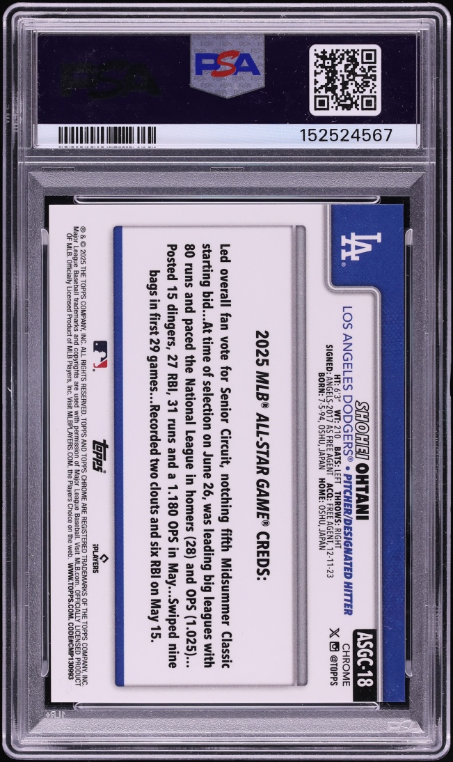 2025 Topps Chrome Update All Star Game Variation Shohei Ohtani #ASGC-18 PSA 10 GEM MINT