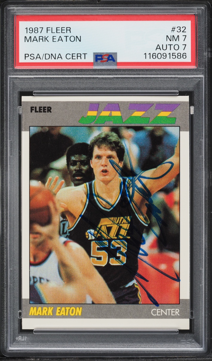 1987 Fleer Basketball Mark Eaton AUTO DNA 7 #32 PSA 7 NRMT