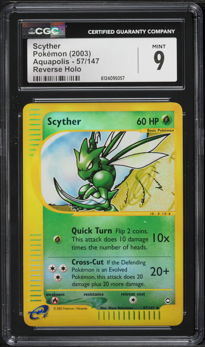 2003 Pokemon Aquapolis Reverse Holo Scyther #57 CGC 9 MINT