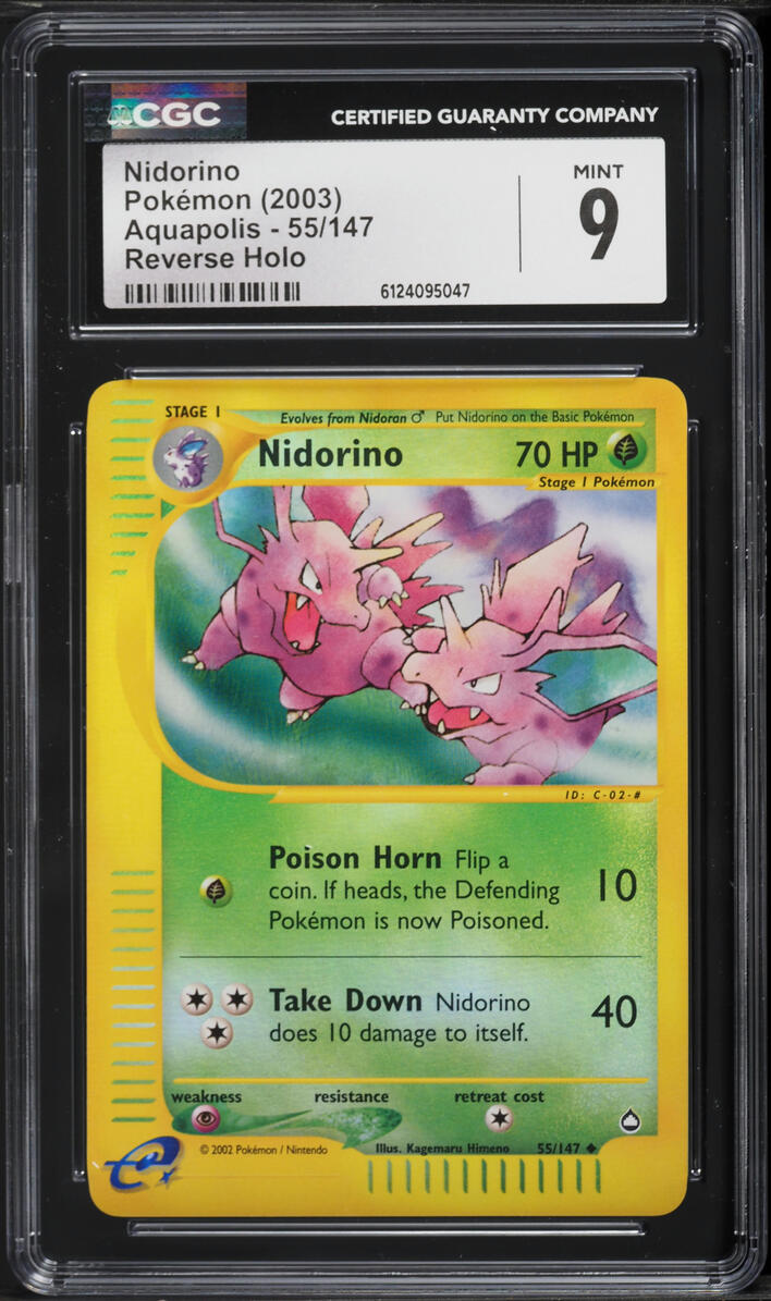 2003 Pokemon Aquapolis Reverse Holo Nidorino #55 CGC 9 MINT