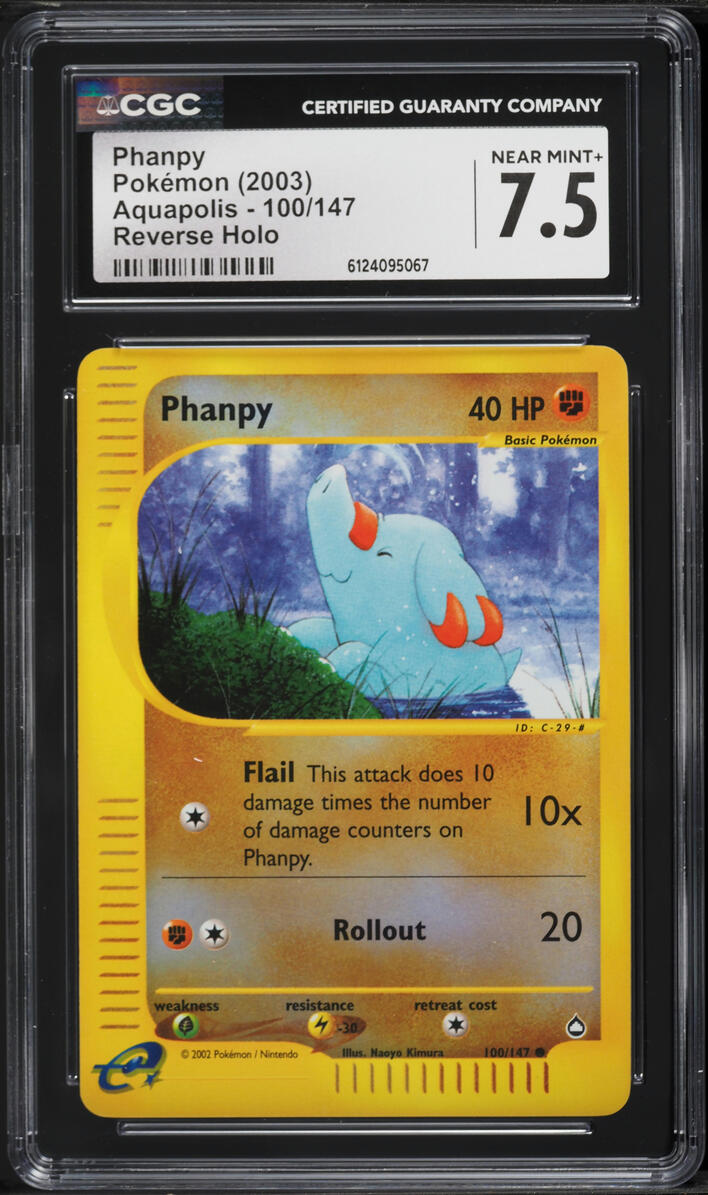 2003 Pokemon Aquapolis Reverse Holo Phanpy #100 CGC 7.5 NRMT+