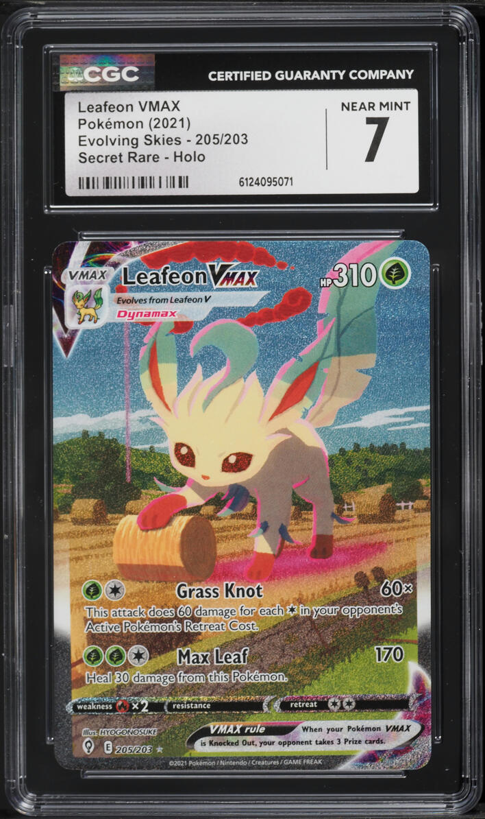 2021 Pokemon Sword & Shield Evolving Skies SEC Leafeon VMAX #205 CGC 7 NRMT