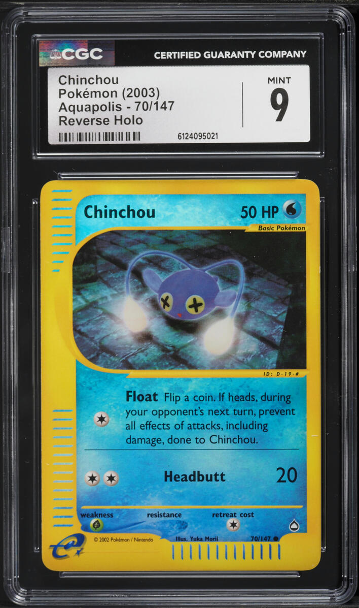 2003 Pokemon Aquapolis Reverse Holo Chinchou #70 CGC 9 MINT