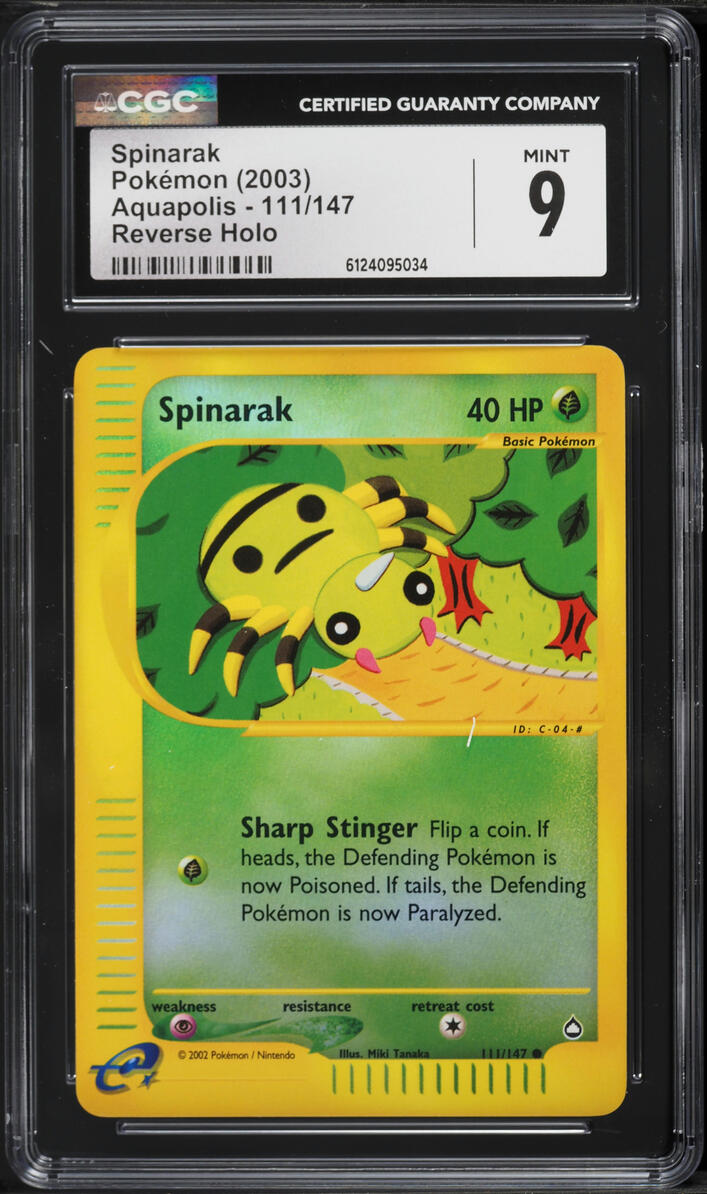 2003 Pokemon Aquapolis Reverse Holo Spinarak #111 CGC 9 MINT