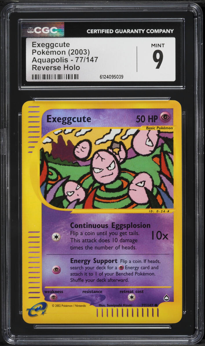 2003 Pokemon Aquapolis Reverse Holo Exeggcute #77 CGC 9 MINT