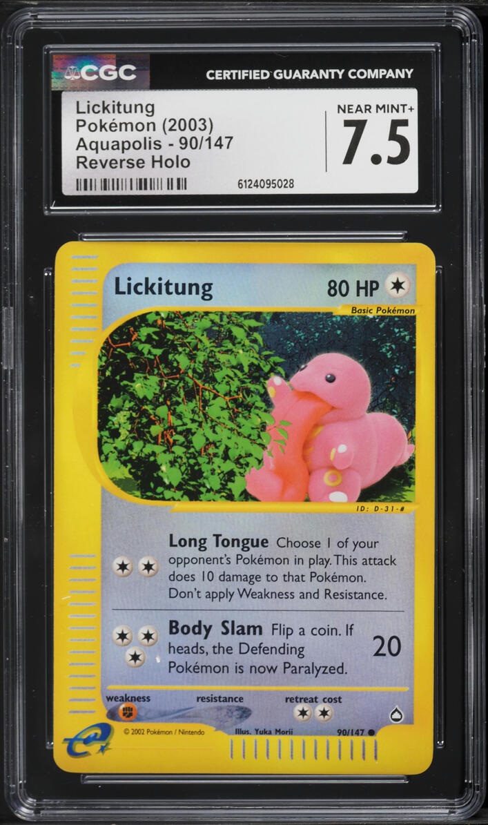 2003 Pokemon Aquapolis Reverse Holo Lickitung #90 CGC 7.5 NRMT+