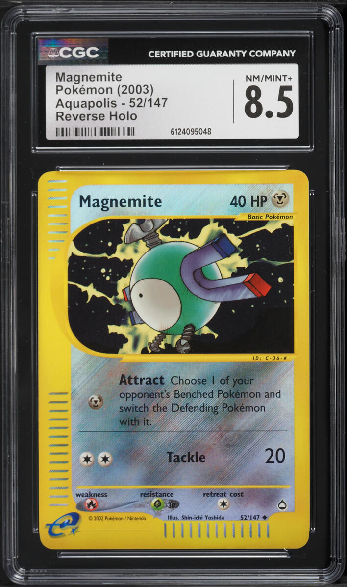 2003 Pokemon Aquapolis Reverse Holo Magnemite #52 CGC 8.5 NM-MT+