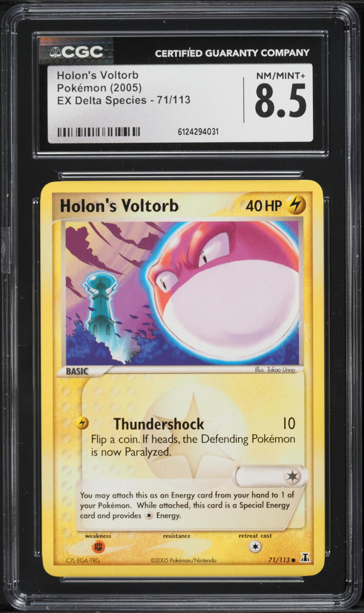 2005 Pokemon EX Delta Species Holon's Voltorb #71 CGC 8.5 NM-MT+