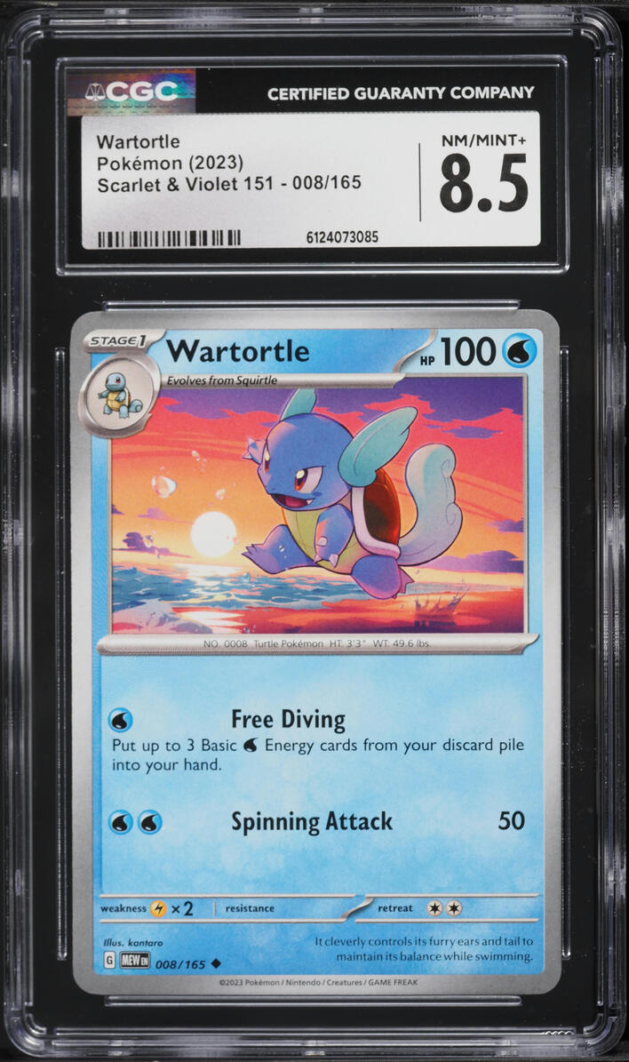 2023 Pokemon Scarlet & Violet 151 Wartortle #008 CGC 8.5 NM-MT+