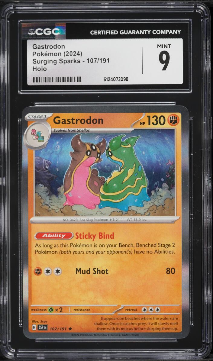 2024 Pokemon Scarlet & Violet Surging Sparks Holo Gastrodon #107 CGC 9 MINT