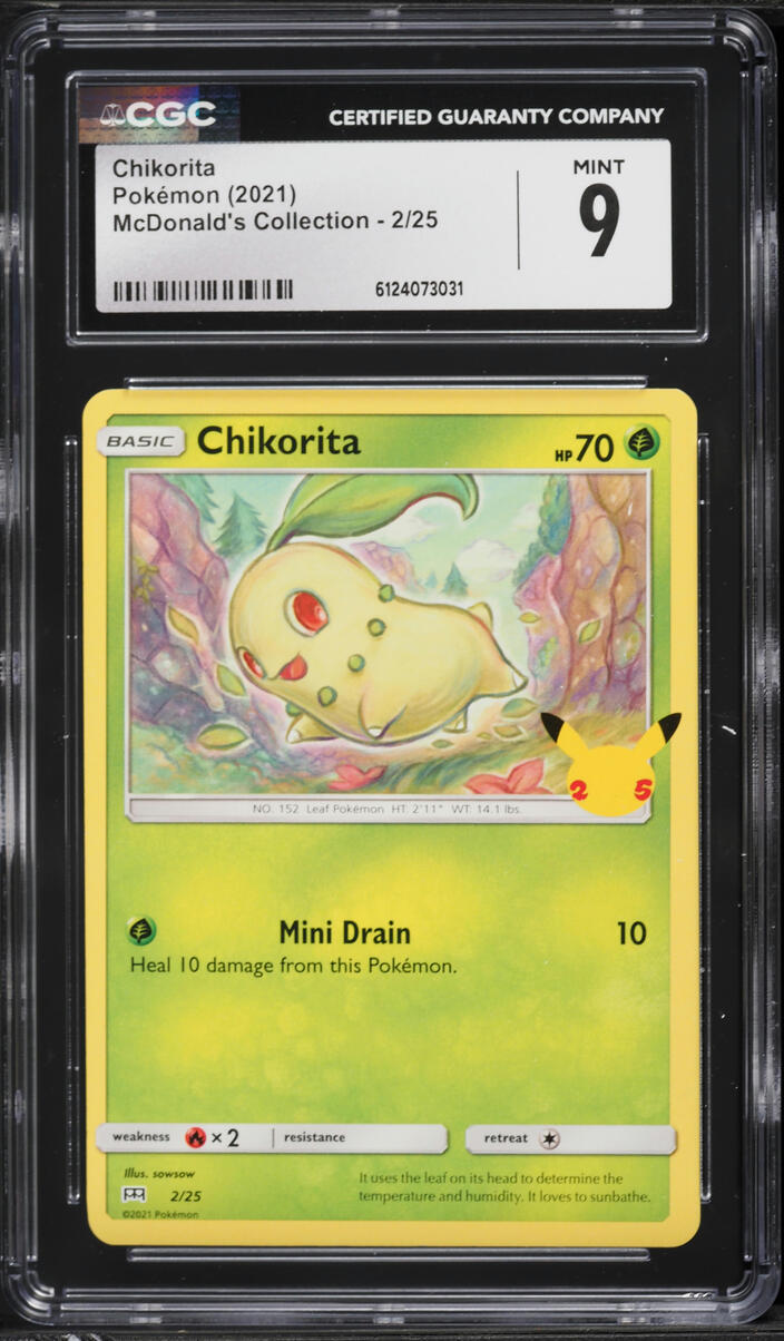 2021 Pokemon Sword & Shield McDonald's Collection Chikorita #2 CGC 9 MINT