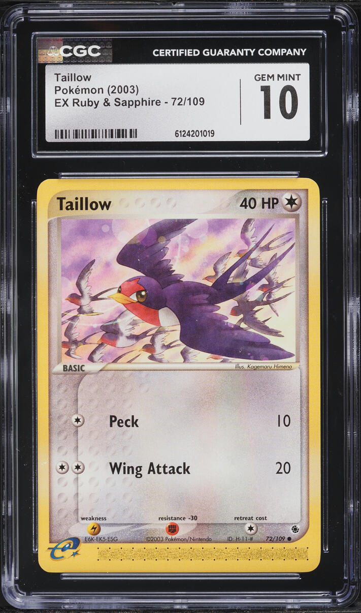 2003 Pokemon EX Ruby & Sapphire Taillow #72 CGC 10 GEM MINT