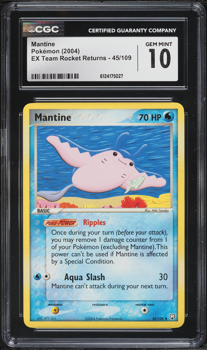 2004 Pokemon EX Team Rocket Returns Mantine #45 CGC 10 GEM MINT