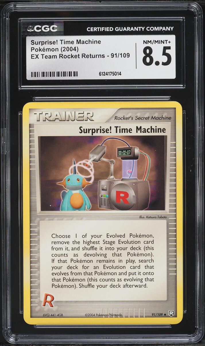 2004 Pokemon EX Team Rocket Returns Surprise! Time Machine #91 CGC 8.5 NM-MT+