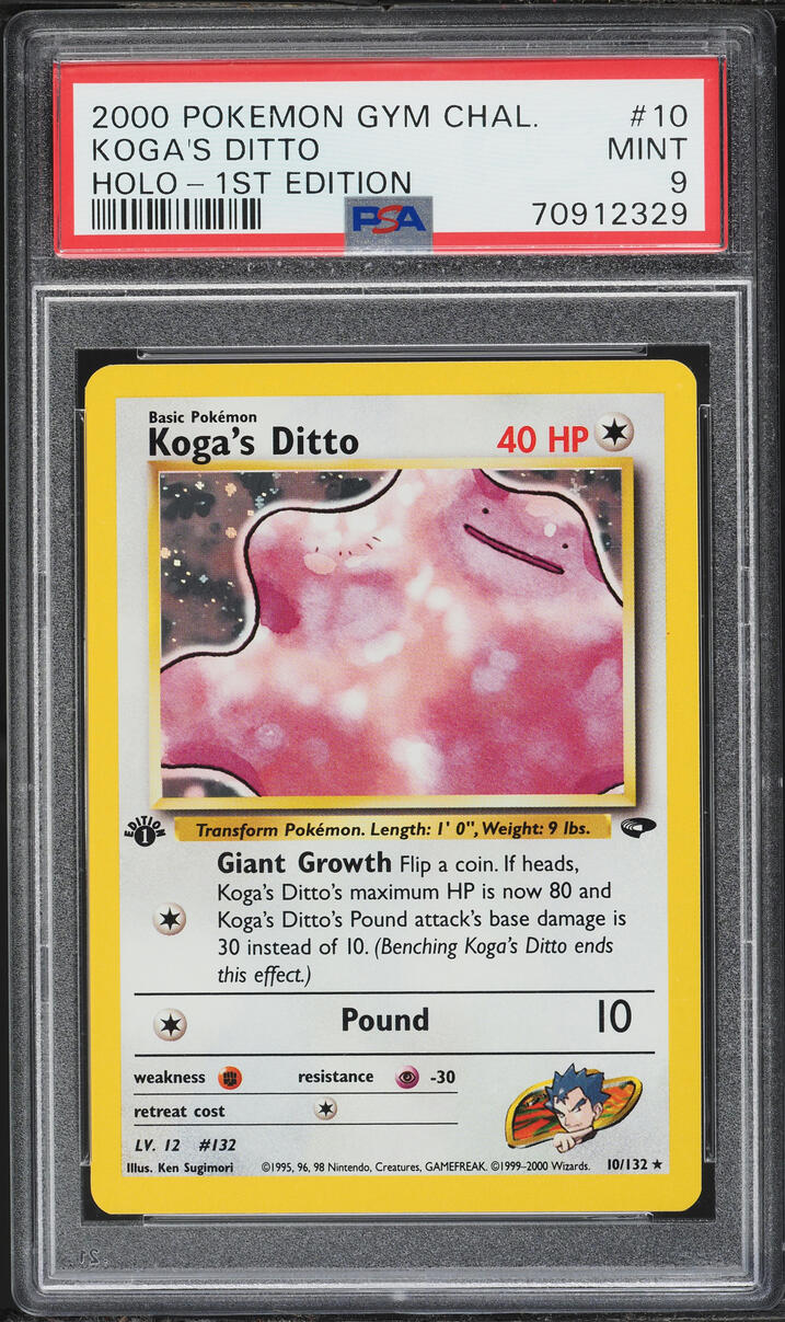 2000 Pokemon Gym Challenge 1st Edition Holo Koga's Ditto #10 PSA 9 MINT