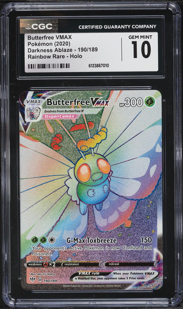 2020 Pokemon Sword & Shield Darkness Ablaze Rainbow Rare Butterfree VMAX #190 CGC 10 GEM MINT