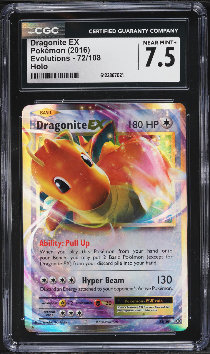 2016 Pokemon XY Evolutions Holo Dragonite EX #72 CGC 7.5 NRMT+