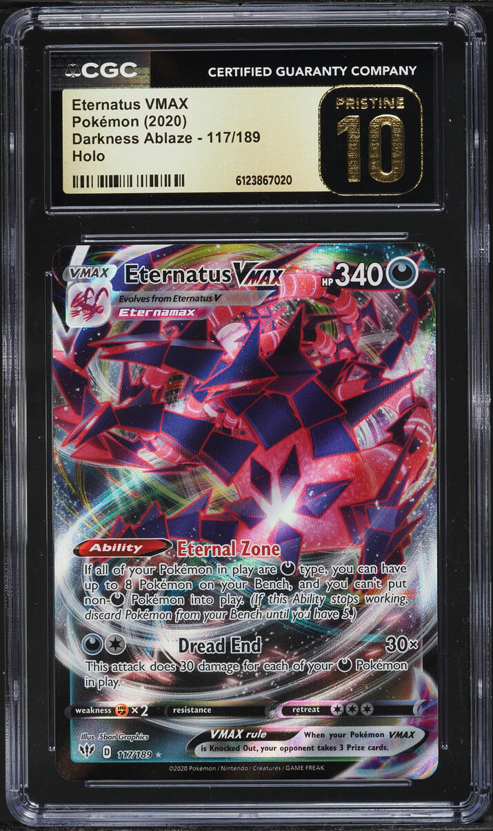 2020 Pokemon Sword & Shield Darkness Ablaze Full Art Eternatus VMAX #117 CGC 10 PRISTINE