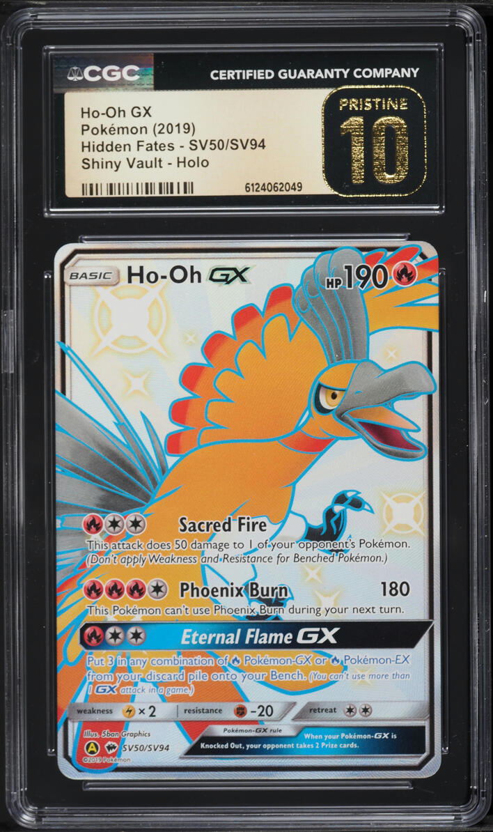 2019 Pokemon Sun & Moon Hidden Fates Shiny Ho-Oh GX #SV50 CGC 10 PRISTINE