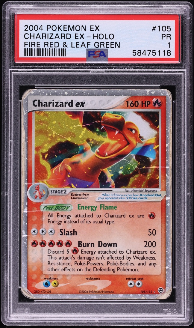 2004 Pokemon EX Fire Red & Leaf Green Holo Charizard ex #105 PSA 1 PR