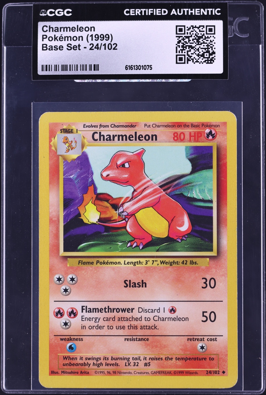1999 Pokemon Base Set Charmeleon #24 CGC AUTH