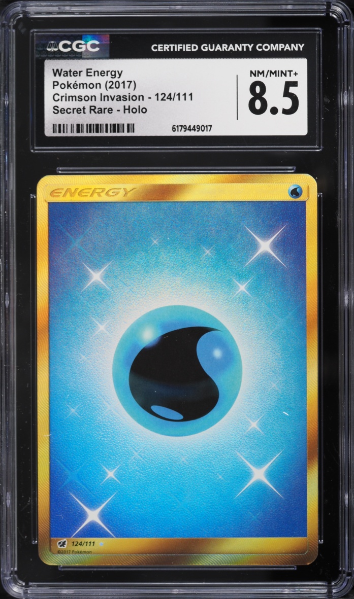 2017 Pokemon SM Crimson Invasion Gold Rare Water Energy #124 CGC 8.5 NM-MT+