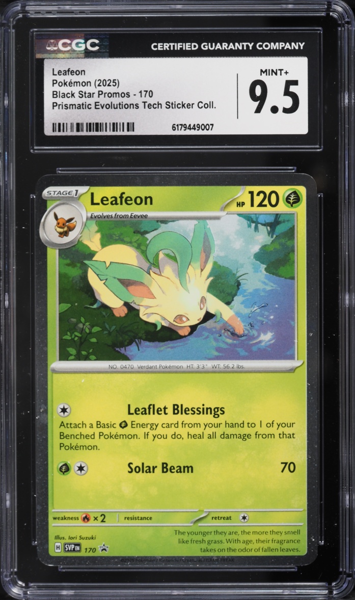 2025 Pokemon Scarlet & Violet Promo Prismatic Evolutions Tech Sticker Leafeon #170 CGC 9.5