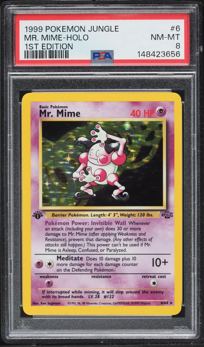 1999 Pokemon Jungle 1st Edition Holo Mr. Mime #6 PSA 8 NM-MT