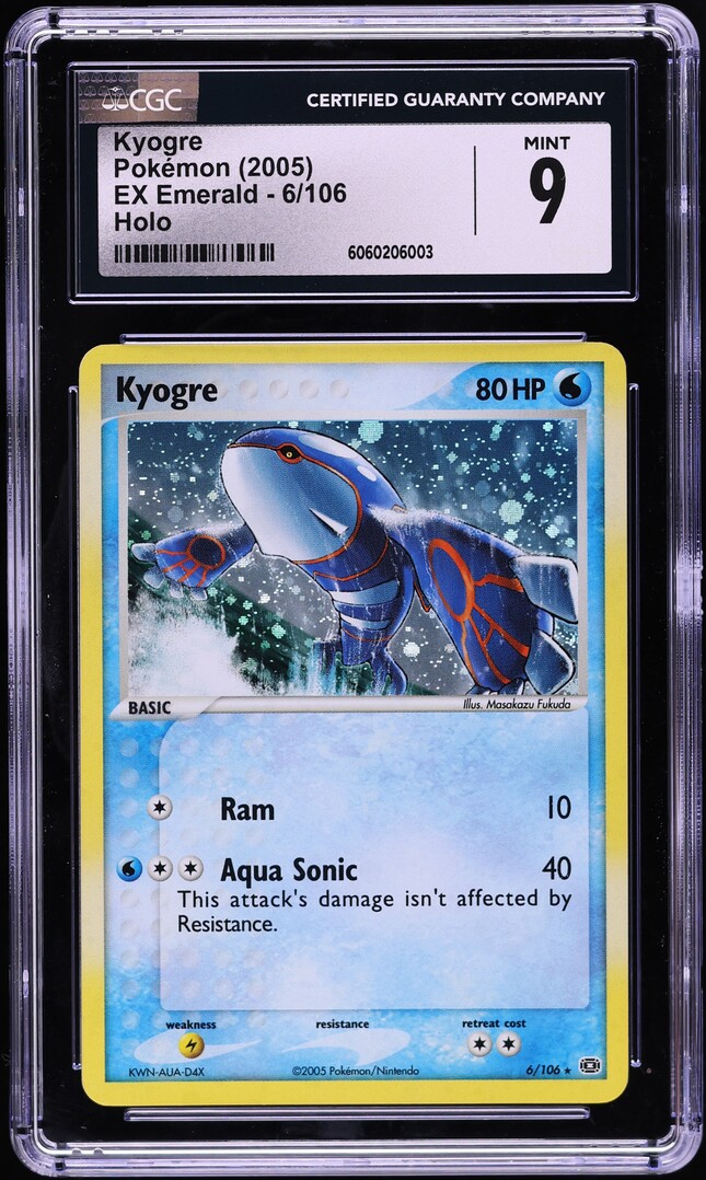 2005 Pokemon EX Emerald Holo Kyogre #6 CGC 9 MINT - Main Image