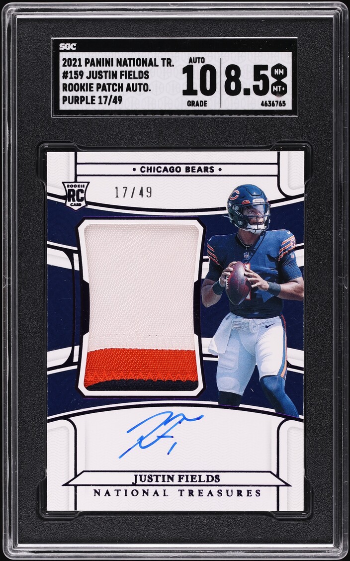 2021 National Treasures Purple Justin Fields ROOKIE PATCH AUTO /49 #159 SGC 8.5