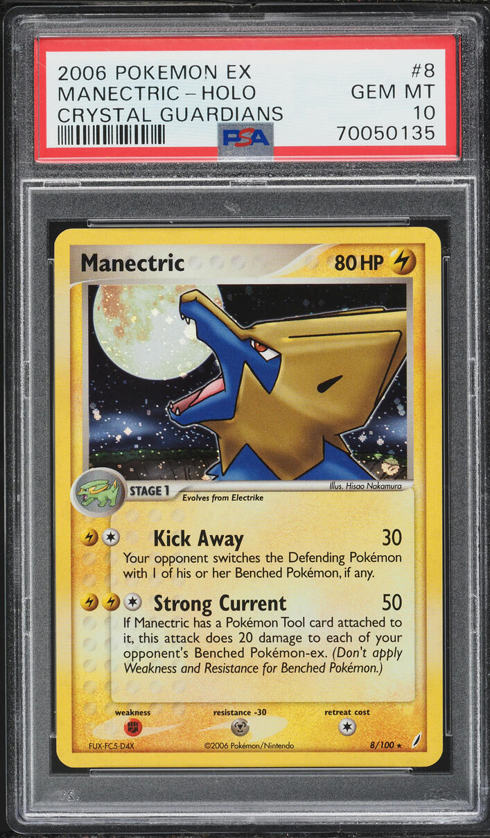2006 Pokemon EX Crystal Guardians Holo Manectric #8 PSA 10 GEM MINT