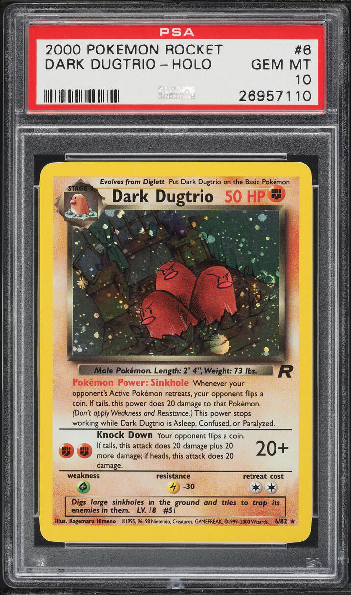 2000 Pokemon Team Rocket Holo Dark Dugtrio #6 PSA 10 GEM MINT