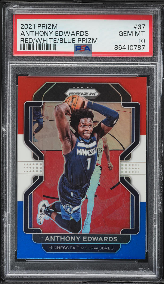 2021 Panini Prizm Red White Blue Anthony Edwards #37 PSA 10 GEM MINT