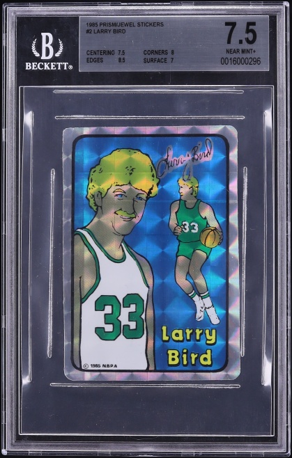 1985 Prism Jewel Stickers Larry Bird #2 BGS 7.5 NRMT+
